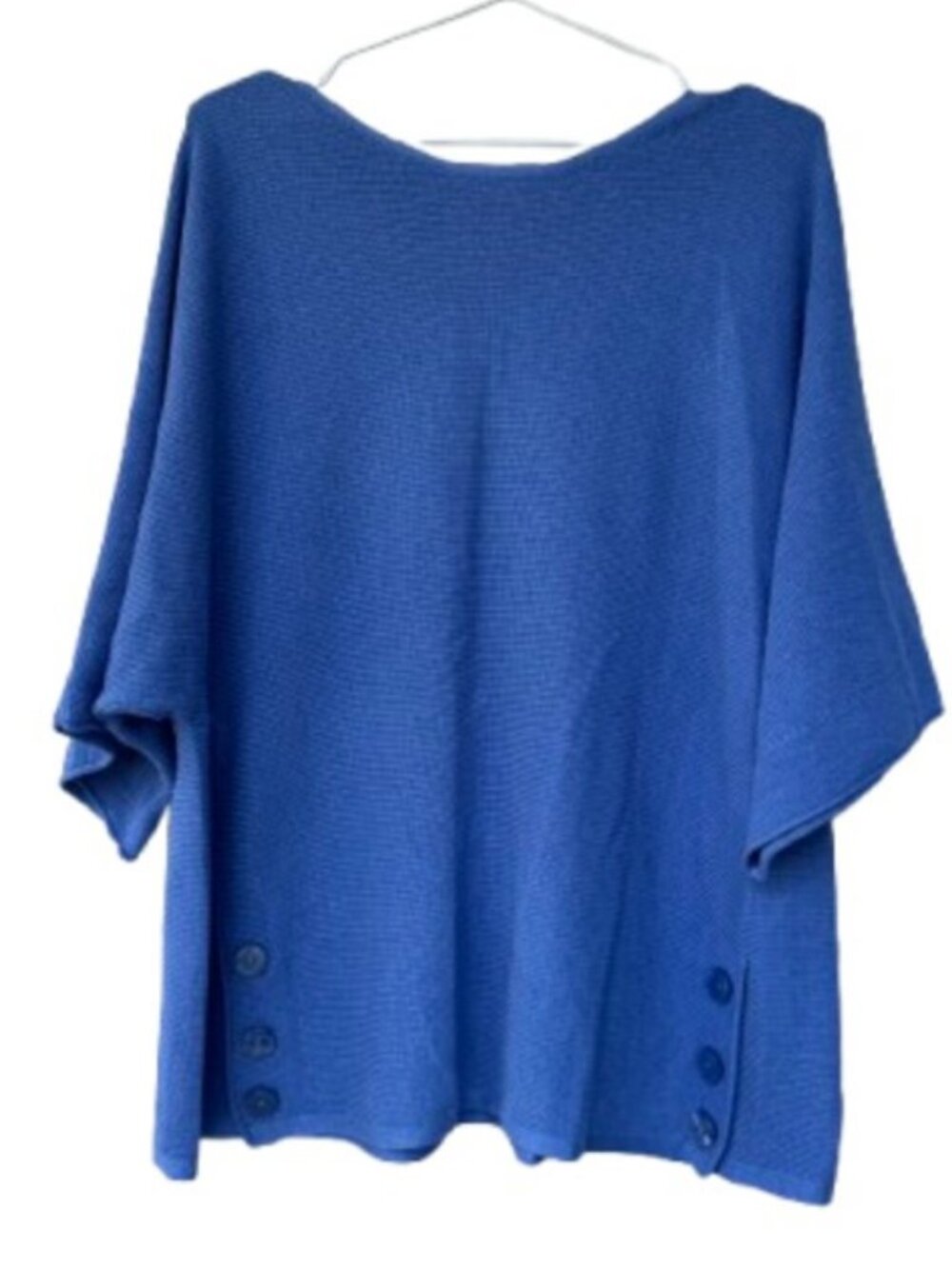 Olsen boat neck ribbed knit sweater blue women's size L